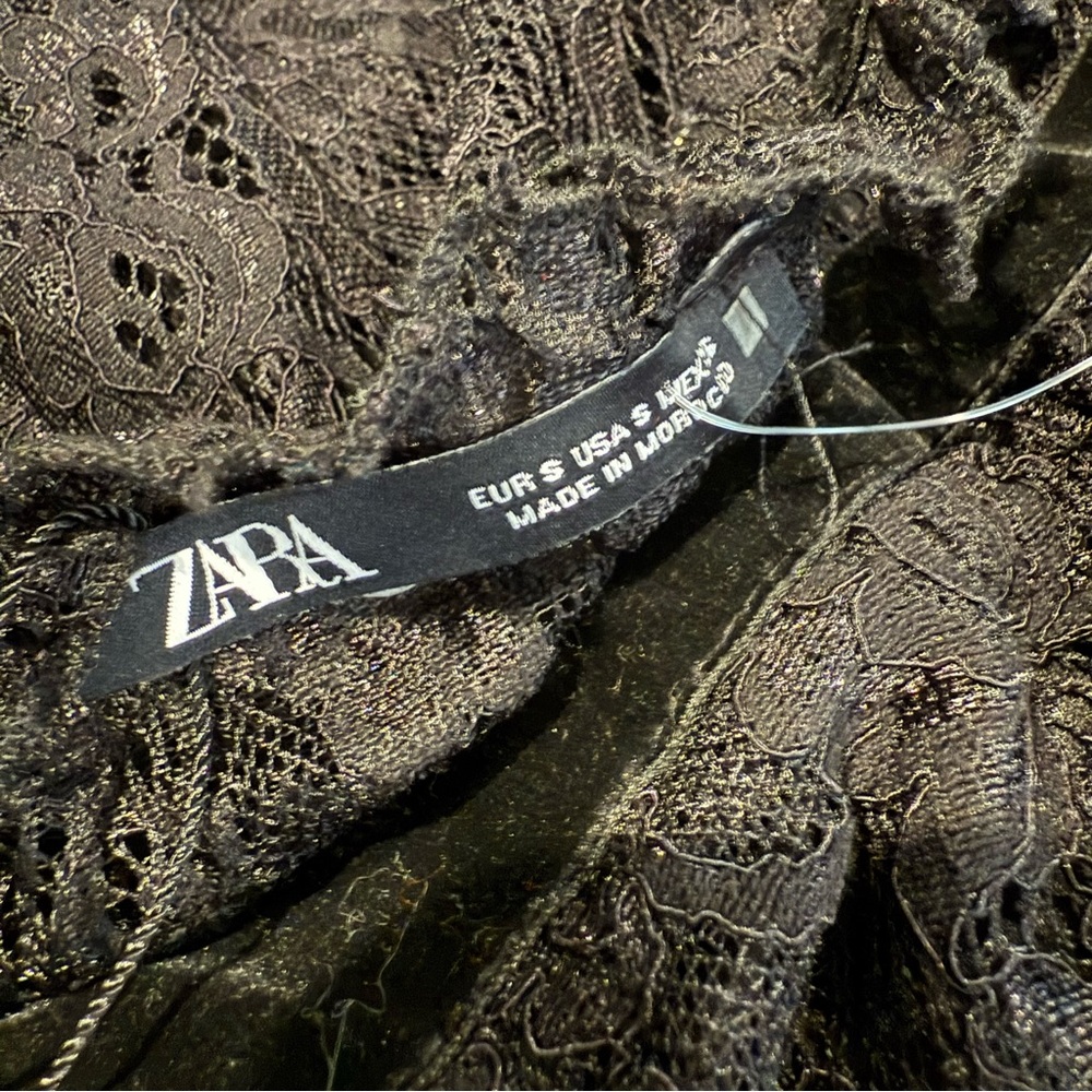 Zara Black Lace Long Sleeve Dress - Picture 5 of 7